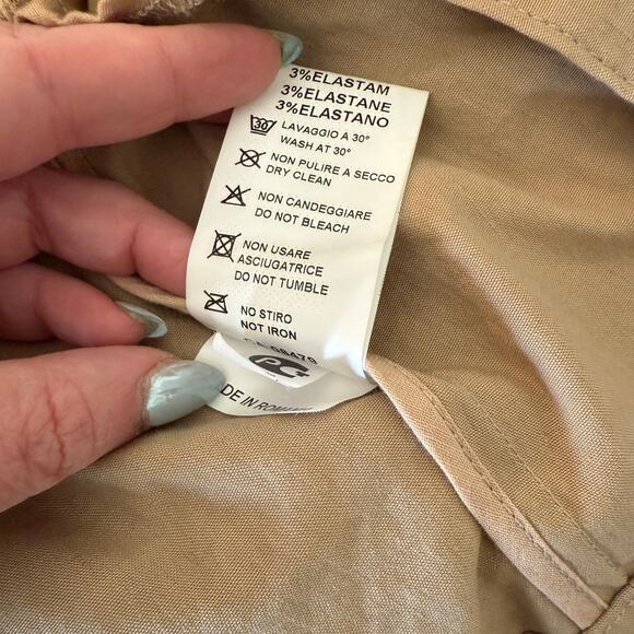 TWINSET by Simona Barbieri | Tan Linen and Vegan Leather Moto Light Jacket Large - Picture 8 of 10